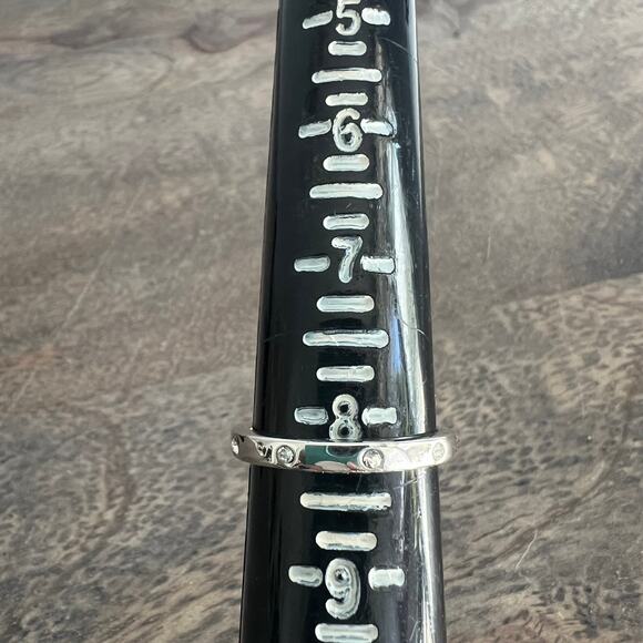 Silver tone rhinestone studded ring band - size 8.25 - Picture 4 of 5